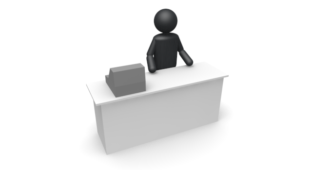 レジのアルバイト - シンプル人物イラスト/人クリップアート/アイコン/黒色/ピクトグラム