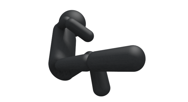 跳び蹴り - シンプル人物イラスト/人クリップアート/アイコン/黒色/ピクトグラム