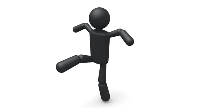 ボールを蹴る - シンプル人物イラスト/人クリップアート/アイコン/黒色/ピクトグラム