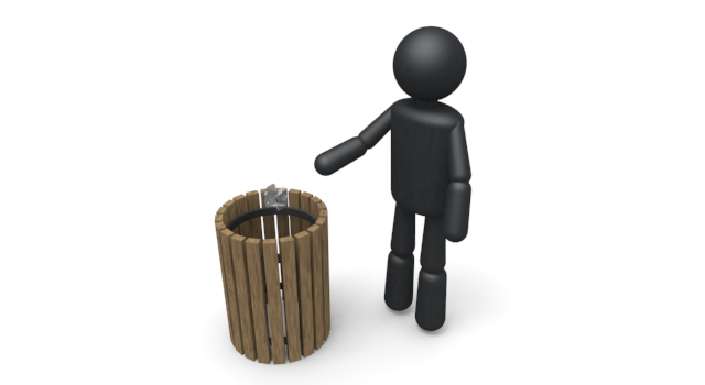 公園のくずかご - シンプル人物イラスト/人クリップアート/アイコン/黒色/ピクトグラム