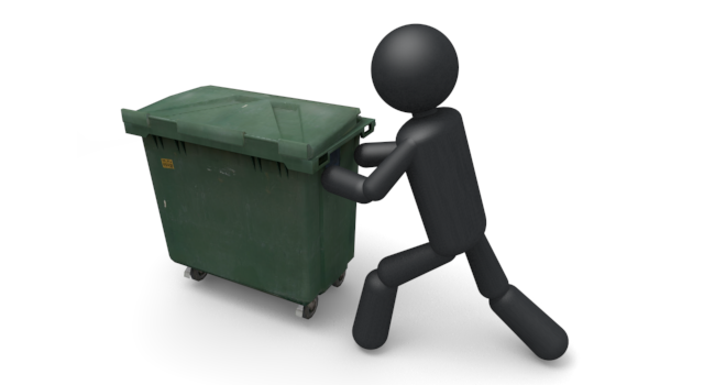 ゴミ回収 - シンプル人物イラスト/人クリップアート/アイコン/黒色/ピクトグラム