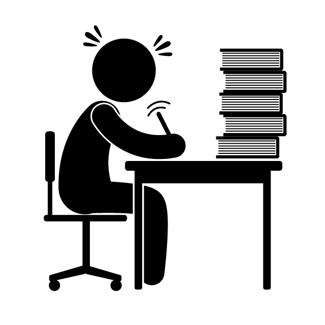 デスクワーク - 挿絵/クリップアート/フリー/写真/アイコン/白黒/シンプル