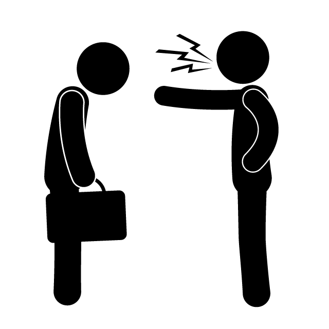 部下を叱る - 挿絵/クリップアート/フリー/写真/アイコン/白黒/シンプル