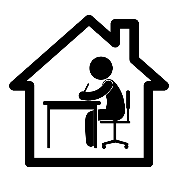 在宅勤務 - 挿絵/クリップアート/フリー/写真/アイコン/白黒/シンプル
