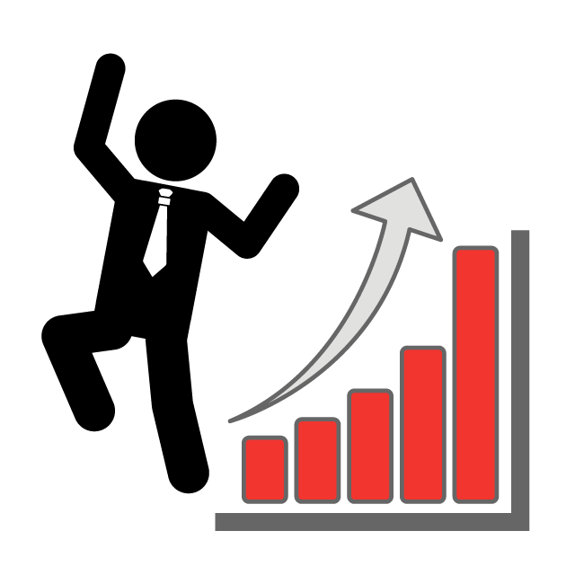 売り上げが伸びる - 挿絵/クリップアート/フリー/写真/アイコン/白黒/シンプル