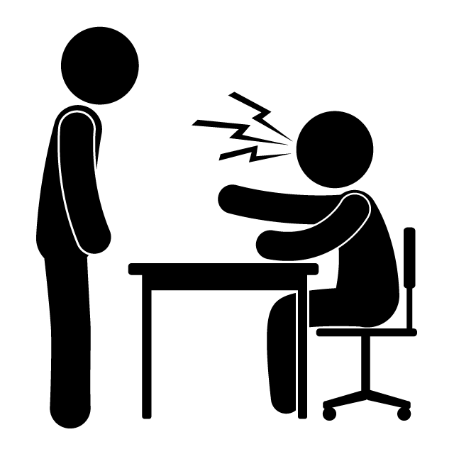 社長に叱られる - 挿絵/クリップアート/フリー/写真/アイコン/白黒/シンプル
