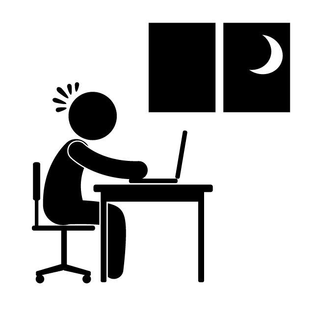 激務が続く - 挿絵/クリップアート/フリー/写真/アイコン/白黒/シンプル