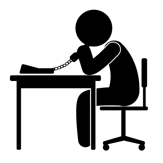 営業電話をする - 挿絵/クリップアート/フリー/写真/アイコン/白黒/シンプル