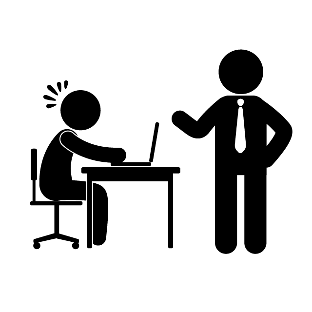 仕事をほめられる - 挿絵/クリップアート/フリー/写真/アイコン/白黒/シンプル