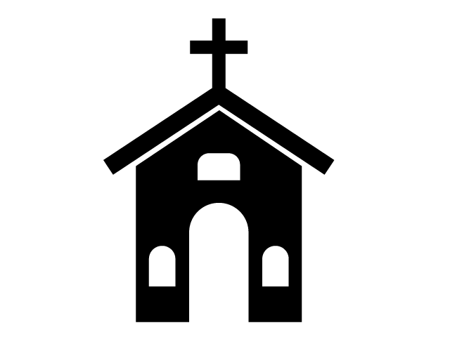 教会 | 葬式 - シンプル / クリップアート / アイコン / イラスト / 無料 / 白黒 / 二色 / PNG形式：背景透明