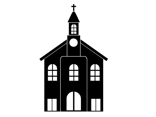 教会 | 葬儀式典 - シンプル / クリップアート / アイコン / イラスト / 無料 / 白黒 / 二色 / PNG形式：背景透明