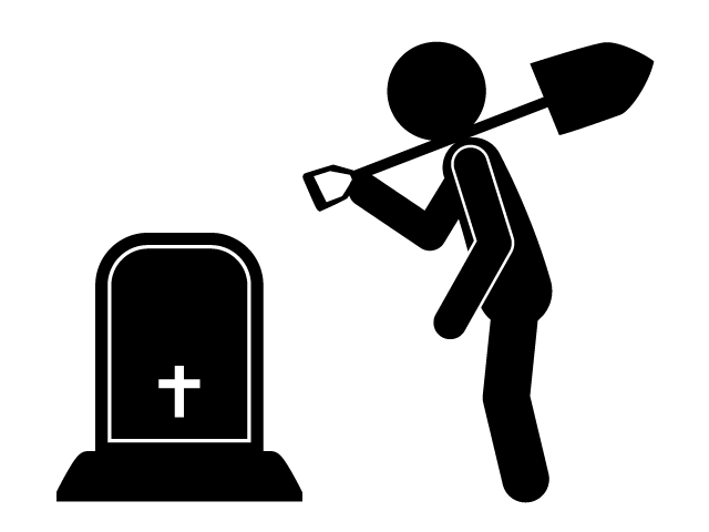墓荒らし | 罰当たり | ドロボウ - シンプル / クリップアート / アイコン / イラスト / 無料 / 白黒 / 二色 / PNG形式：背景透明
