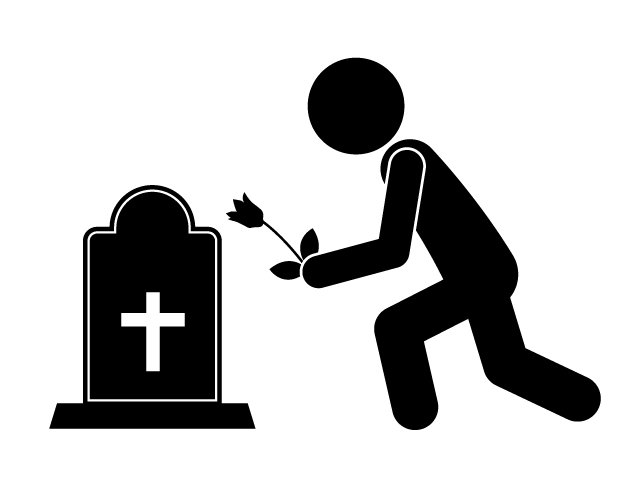 墓参り | 花 | 故人を思う - シンプル / クリップアート / アイコン / イラスト / 無料 / 白黒 / 二色 / PNG形式：背景透明