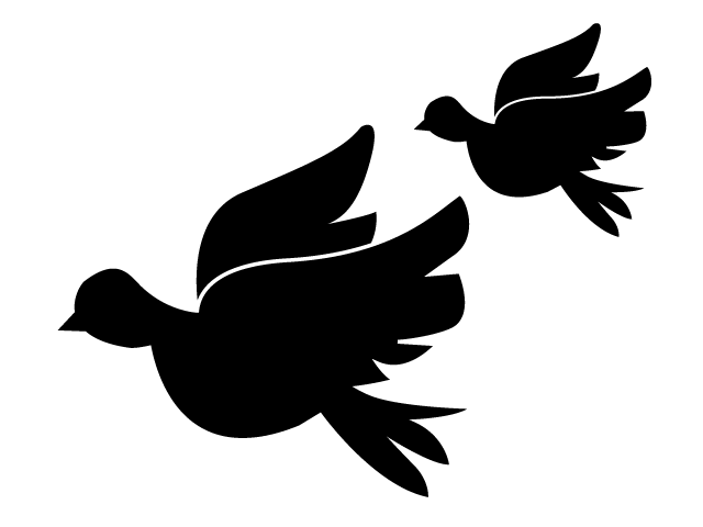 鳥 | ハト - シンプル / クリップアート / アイコン / イラスト / 無料 / 白黒 / 二色 / PNG形式：背景透明