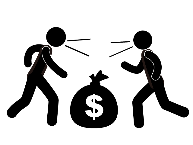 遺産 | 兄弟ゲンカ | 莫大な財産 - シンプル / クリップアート / アイコン / イラスト / 無料 / 白黒 / 二色 / PNG形式：背景透明