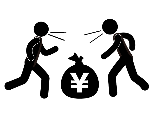 遺産 | 莫大 | お金 | 争う | 相続 - シンプル / クリップアート / アイコン / イラスト / 無料 / 白黒 / 二色 / PNG形式：背景透明