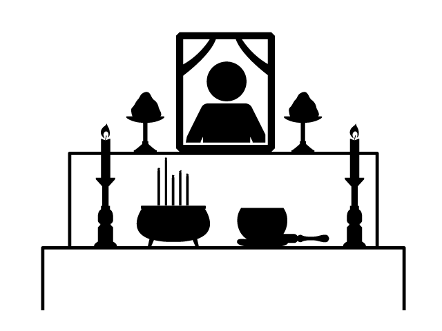 祭壇 | 遺影 | 葬儀式典 - シンプル / クリップアート / アイコン / イラスト / 無料 / 白黒 / 二色 / PNG形式：背景透明