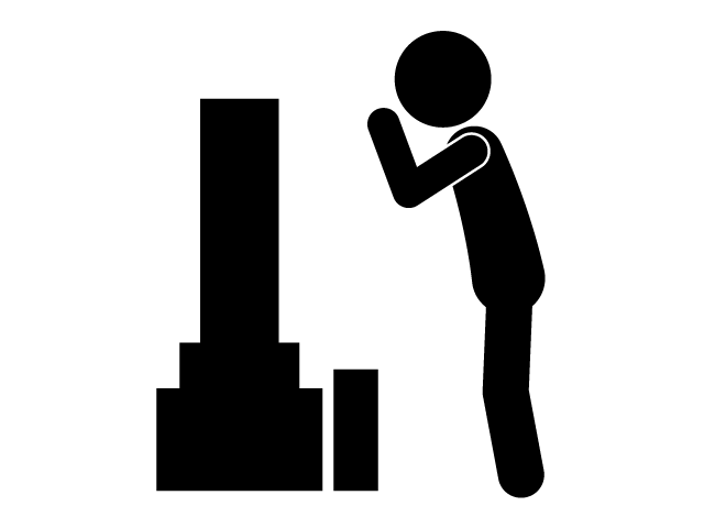 墓まいり | 祈る | 故人を思う - シンプル / クリップアート / アイコン / イラスト / 無料 / 白黒 / 二色 / PNG形式：背景透明