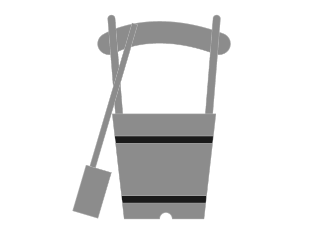 桶 | 墓参り | きれいにする - シンプル / クリップアート / アイコン / イラスト / 無料 / 白黒 / 二色 / PNG形式：背景透明