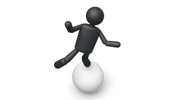 球に乗る - シンプル人物イラスト/人クリップアート/アイコン/黒色/ピクトグラム