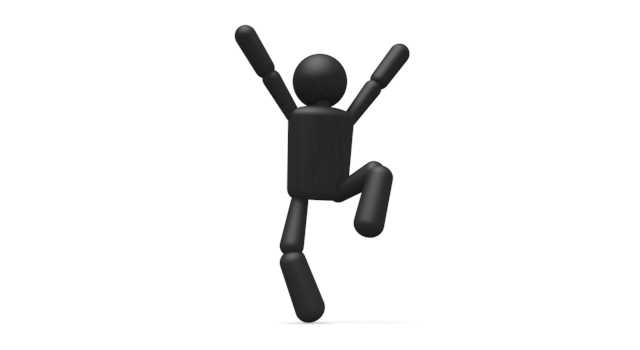 愉快な人 - シンプル人物イラスト/人クリップアート/アイコン/黒色/ピクトグラム