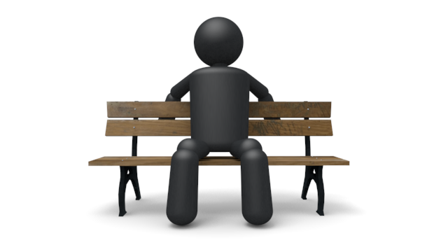 ベンチ - シンプル人物イラスト/人クリップアート/アイコン/黒色/ピクトグラム