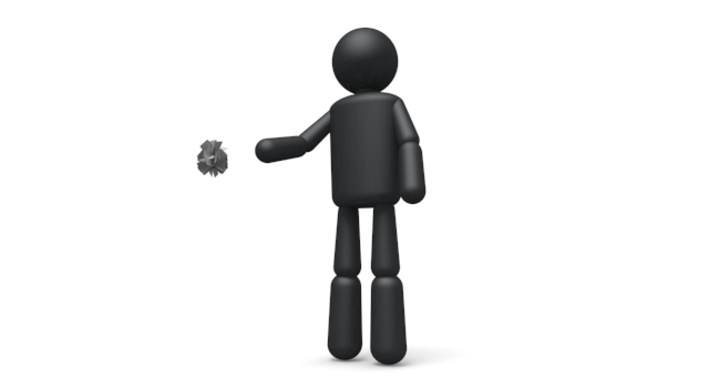 道にゴミを捨てる - シンプル人物イラスト/人クリップアート/アイコン/黒色/ピクトグラム