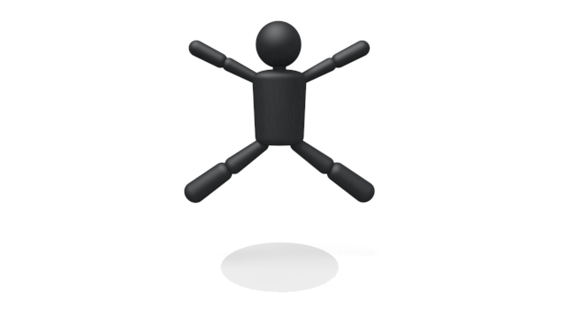 大ジャンプ - シンプル人物イラスト/人クリップアート/アイコン/黒色/ピクトグラム