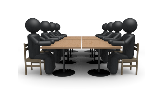 座談会 - シンプル人物イラスト/人クリップアート/アイコン/黒色/ピクトグラム