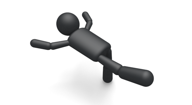 飛ぶ格好をする - シンプル人物イラスト/人クリップアート/アイコン/黒色/ピクトグラム