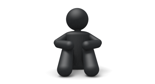 三角座り - シンプル人物イラスト/人クリップアート/アイコン/黒色/ピクトグラム