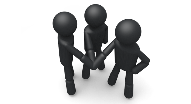同僚と力を合わせる - シンプル人物イラスト/人クリップアート/アイコン/黒色/ピクトグラム