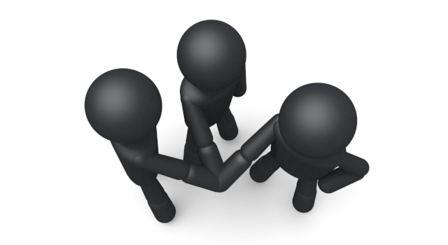 チームワーク - シンプル人物イラスト/人クリップアート/アイコン/黒色/ピクトグラム