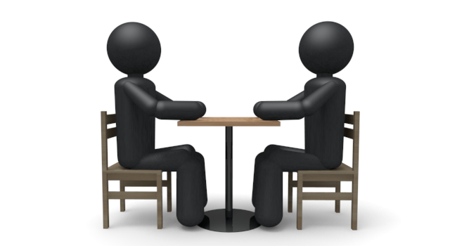 打ち合わせ - シンプル人物イラスト/人クリップアート/アイコン/黒色/ピクトグラム