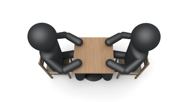 面接をする - シンプル人物イラスト/人クリップアート/アイコン/黒色/ピクトグラム