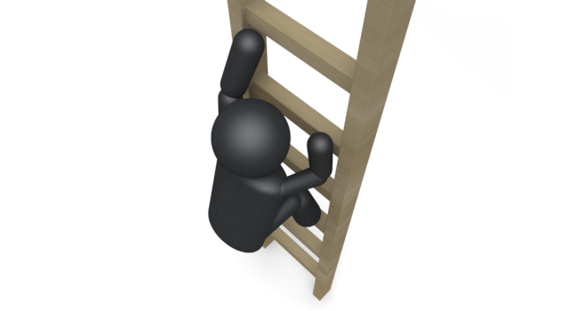 梯子 - シンプル人物イラスト/人クリップアート/アイコン/黒色/ピクトグラム