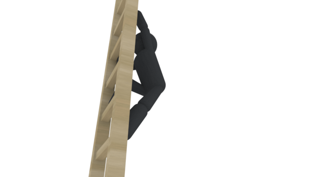 梯子を登る - シンプル人物イラスト/人クリップアート/アイコン/黒色/ピクトグラム