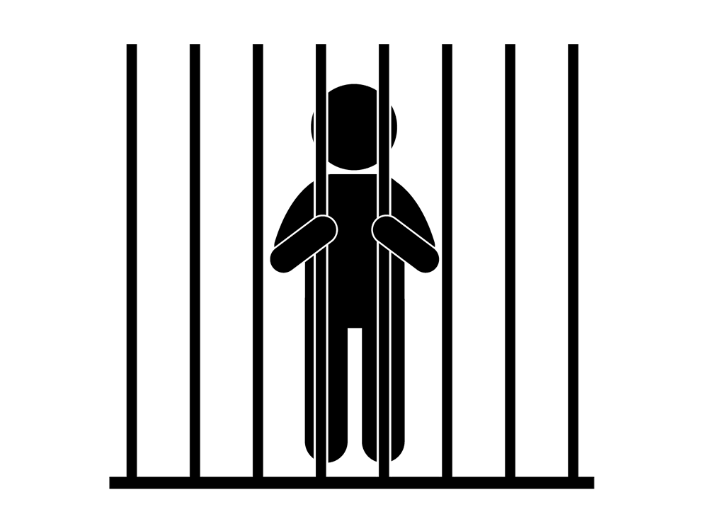 囚人 - 白黒イラスト/アイコン/フリー素材/ピクトグラム/クリップアート