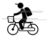 Boy | Biking | Going to school-Free pictograms | Black and white illustrations