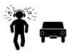 Headphones are loud | I can't hear the car horn-Free pictograms | Black and white illustrations