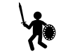 Knight | Fighting Pose | Fight-Free Pictogram | Black and White Illustration