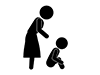 Boy refusing to attend school | Mother asking why | Bullying-Free pictogram | Black and white illustration