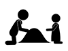 Kids playing in the sandbox | Boys | Girls-Free pictograms | Black and white illustrations