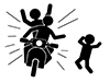 Bosozoku | Dangerous Running | Child Injuries-Free Pictograms | Black and White Illustrations