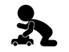 車のオモチャで遊ぶ子供 | 一人っ子 | 自動車の玩具 - 無料ピクトグラム｜白黒イラスト