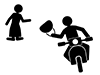 Motorcycle snatcher | Bag stolen | Crime frequent --Free pictogram | Black and white illustration