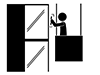 高層ビルの窓を拭く仕事 | 清掃員 | 危険な仕事 - 無料ピクトグラム｜白黒イラスト