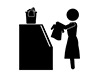 洗濯をする女性 | 汚い服 | 服を洗う - 無料ピクトグラム｜白黒イラスト