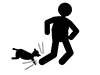 Suspicious person | Dog bites | Dog barks-Free pictogram | Black and white illustration