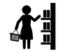 Women shopping at supermarkets | Buying ingredients | Enjoying shopping-Free pictograms | Black and white illustrations